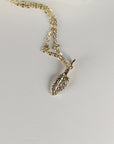 14k Solid Gold Leaf Necklace