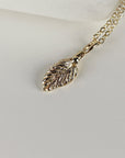 14k Solid Gold Leaf Necklace
