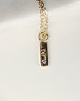 14k Solid Gold Vertical Bar Initial Necklace