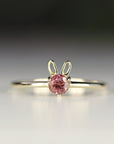 October Birthstone Bunny Ring 14k Gold - Opal or Pink Tourmaline