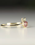 October Birthstone Bunny Ring 14k Gold - Opal or Pink Tourmaline