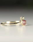 October Birthstone Bunny Ring 14k Gold - Opal or Pink Tourmaline - Melt'm Jewelry