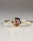 Dainty Pink Tourmaline Ring, 14k Solid Gold Blush Solitaire Ring With Diamonds