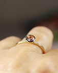 Dainty Pink Tourmaline Ring, 14k Solid Gold Blush Solitaire Ring With Diamonds