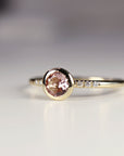 Dainty Pink Tourmaline Ring, 14k Solid Gold Blush Solitaire Ring With Diamonds