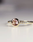 Dainty Pink Tourmaline Ring, 14k Solid Gold Blush Solitaire Ring With Diamonds