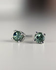 Teal Green Montana Sapphire Stud Earrings in 14k Gold - Melt'm Jewelry