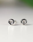 14k Solid Gold Tiny Diamond Stud Earrings
