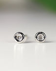 14k Solid Gold Tiny Diamond Stud Earrings (SINGLE OR PAIR)