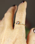 Dainty Pink Tourmaline Ring, 14k Solid Gold Blush Solitaire Ring With Diamonds