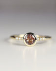 Dainty Pink Tourmaline Ring, 14k Solid Gold Blush Solitaire Ring With Diamonds