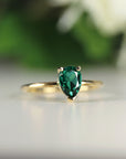 Pear Cut Emerald Ring 14k Gold