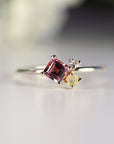 Opal Tourmaline and Diamond Cluster Engagement Ring - Melt'm Jewelry