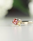 Opal Tourmaline and Diamond Cluster Engagement Ring