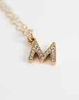 Genuine Diamond Initial Necklace 14k Gold