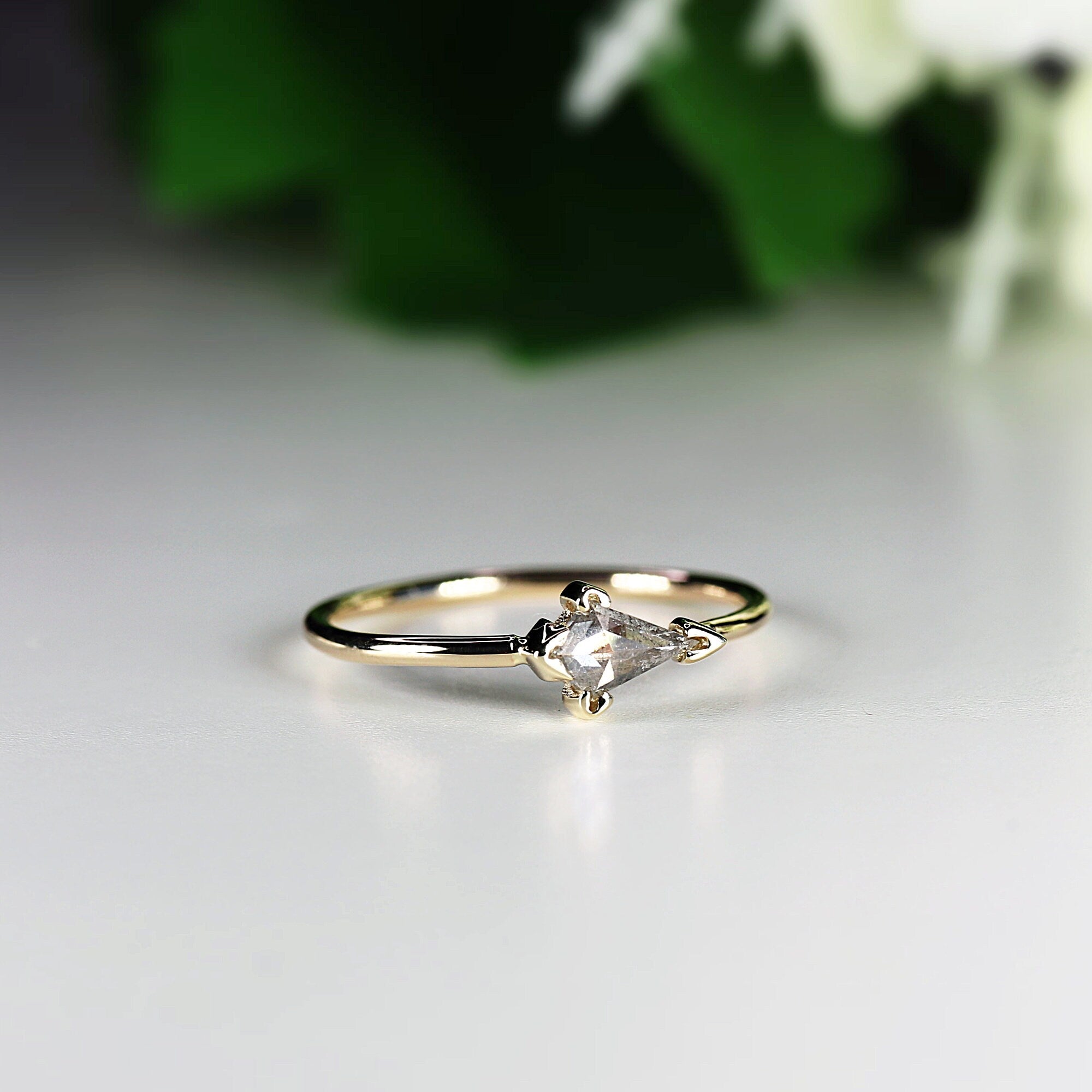 Salt and Pepper Kite Diamond Ring