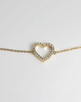 Diamond Heart Bracelet 14k Solid Gold