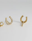 Diamond Horseshoe Earrings in 14k Yellow Gold
