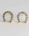 Diamond Horseshoe Earrings in 14k Yellow Gold