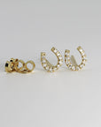 Diamond Horseshoe Earrings in 14k Yellow Gold