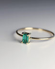 14k Gold Dainty Emerald Cut Emerald Ring