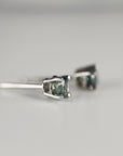 Teal Green Montana Sapphire Stud Earrings in 14k Gold