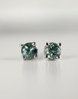 Teal Green Montana Sapphire Stud Earrings 14k Gold - Melt'm Jewelry