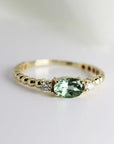 Diamond & Oval Tourmaline Engagement Ring