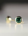 14k Gold Bezel Set Emerald Stud Earrings - Melt'm Jewelry