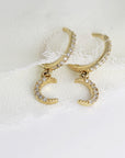 Diamond Moon Hoop Earrings (SINGLE or PAIR)