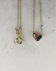 Marquise Pink Tourmaline and Green Tourmaline Necklace 14k Solid Gold