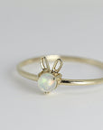 October Birthstone Bunny Ring 14k Gold - Opal or Pink Tourmaline