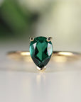 Pear Cut Emerald Ring 14k Gold