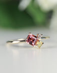 Opal Tourmaline and Diamond Cluster Engagement Ring - Melt'm Jewelry