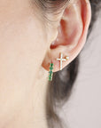 Emerald Hoop Earrings 14k Gold
