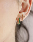 Emerald Hoop Earrings 14k Gold