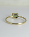 Bezel Set Green Tourmaline Ring, Emerald Cut Tourmaline Ring