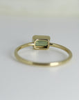 Emerald Cut Bezel Set Green Tourmaline Ring in 14k Gold - Melt'm Jewelry