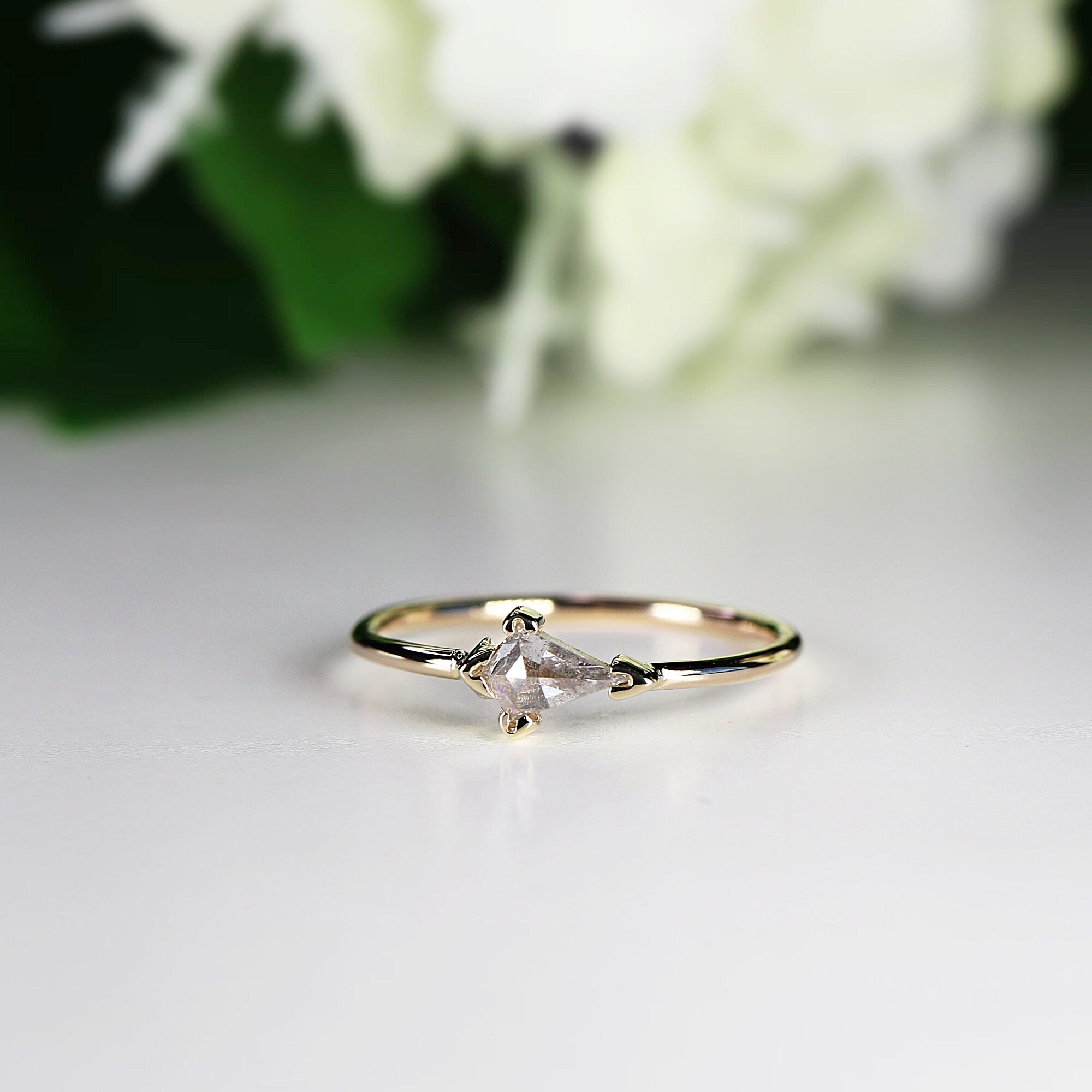 Salt and Pepper Kite Diamond Ring