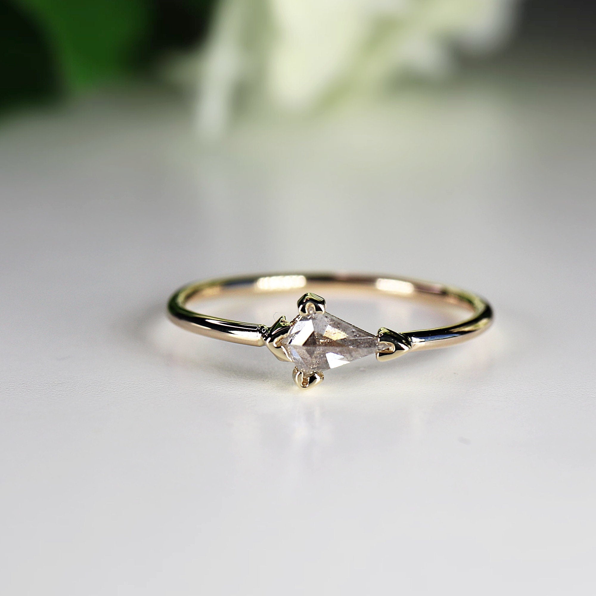 Salt and Pepper Kite Diamond Ring