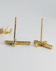 14k Yellow Gold Diamond Cross Earrings (SINGLE OR PAIR)