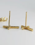 14k Yellow Gold Diamond Cross Earrings (SINGLE OR PAIR)