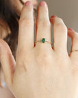 14k Gold Dainty Emerald Cut Emerald Ring