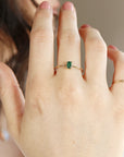 14k Gold Dainty Emerald Cut Emerald Ring
