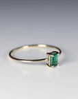 14k Gold Dainty Emerald Cut Emerald Ring