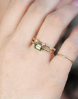 Bezel Set Green Tourmaline Ring, Emerald Cut Tourmaline Ring