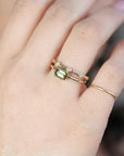 Emerald Cut Bezel Set Green Tourmaline Ring in 14k Gold