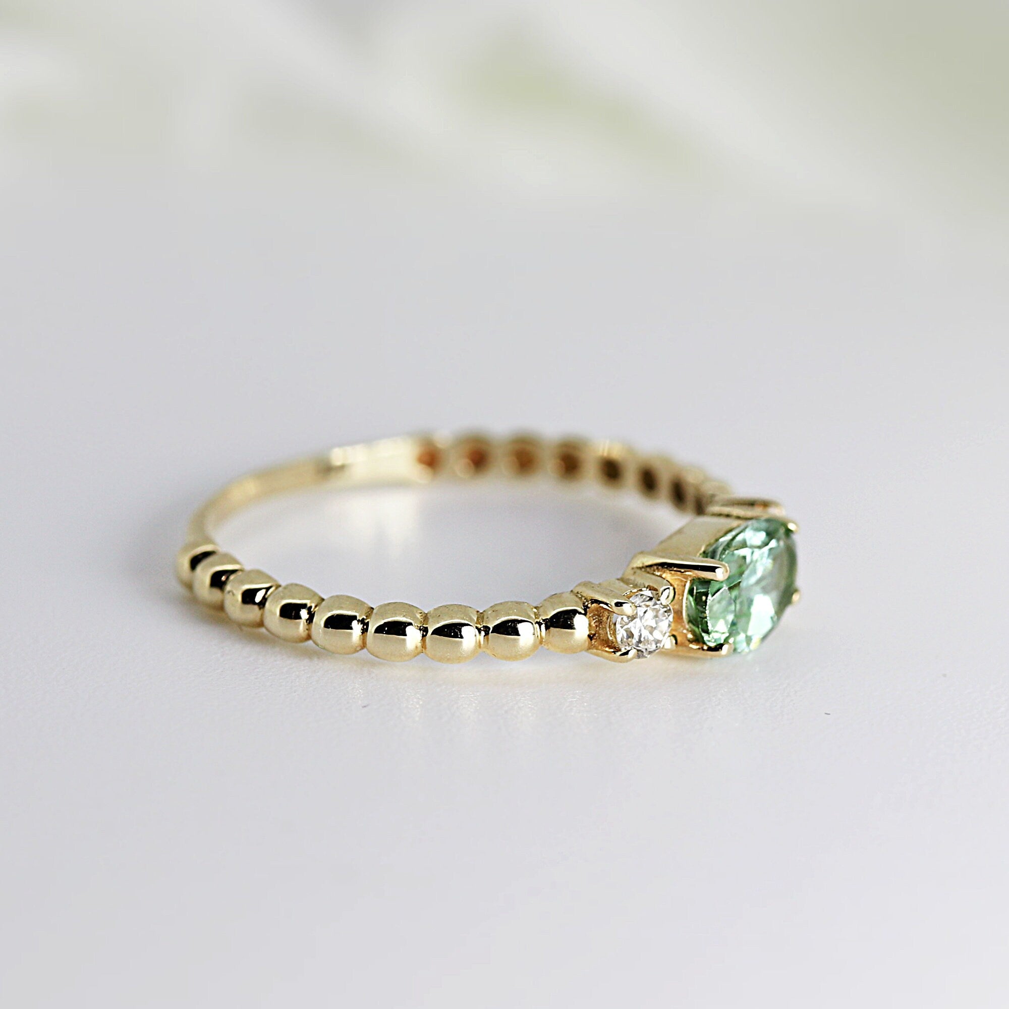 Oval Tourmaline Engagement Ring w. Diamonds