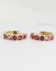 Pink Tourmaline Hoop Earrings 14k Gold