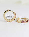 Pink Tourmaline Hoop Earrings 14k Gold